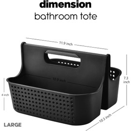 ALINK Plastic Shower Caddy Basket, Portable Divided Cleaning Supply Storage Organizer with Handle for College Dorm Bathroom (black)