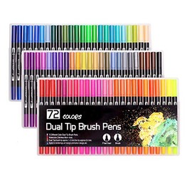72 Colours Dual Tip Brush Pens Felt Colouring for Adults and Kids Painting Sketching Drwaingâ¦