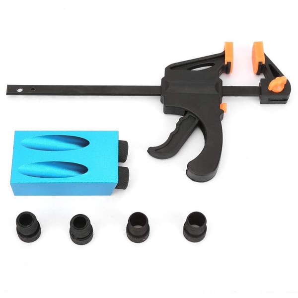 8pcs Woodworking Hole Drill Guide, Aluminum Alloy Oblique 15°Pocket Hole