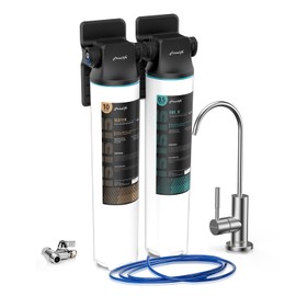 Frizzlife DW15F Under Sink Water Filter System with Brushed Nickel Faucet, NSF/ANSI 53&42 Certified Elements, Reduces 99.99% Lead, Chlorine, Fluoride, Bad Taste & Odor, 0.5 Micron, USA Tech Support