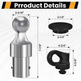 60692 Puck System Gooseneck Hitch Ball Kit, 30000 lbs GTW/ 7500 lbs VTW, 2-5/16-Inch Ball. Compatible with Ford F-250/F-350/F-450 Super Duty, Chevy Silverado, GMC Sierra, Nissan Titan XD Trucks.