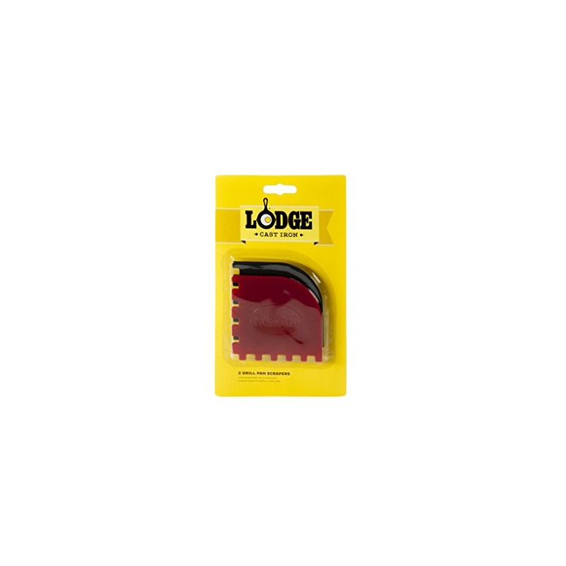 Lodge SCRAPERGPK Durable Grill Pan Scrapers, Red and Black, 2-Pack