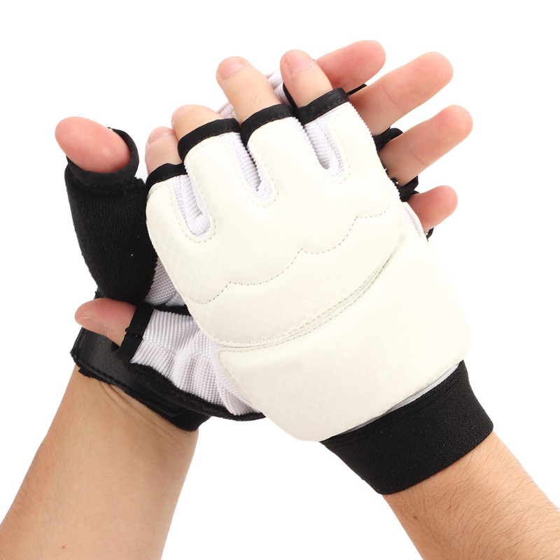 1 Pair Taekwondo Gloves Breathable Elastic Half Finger Kickboxing Boxing