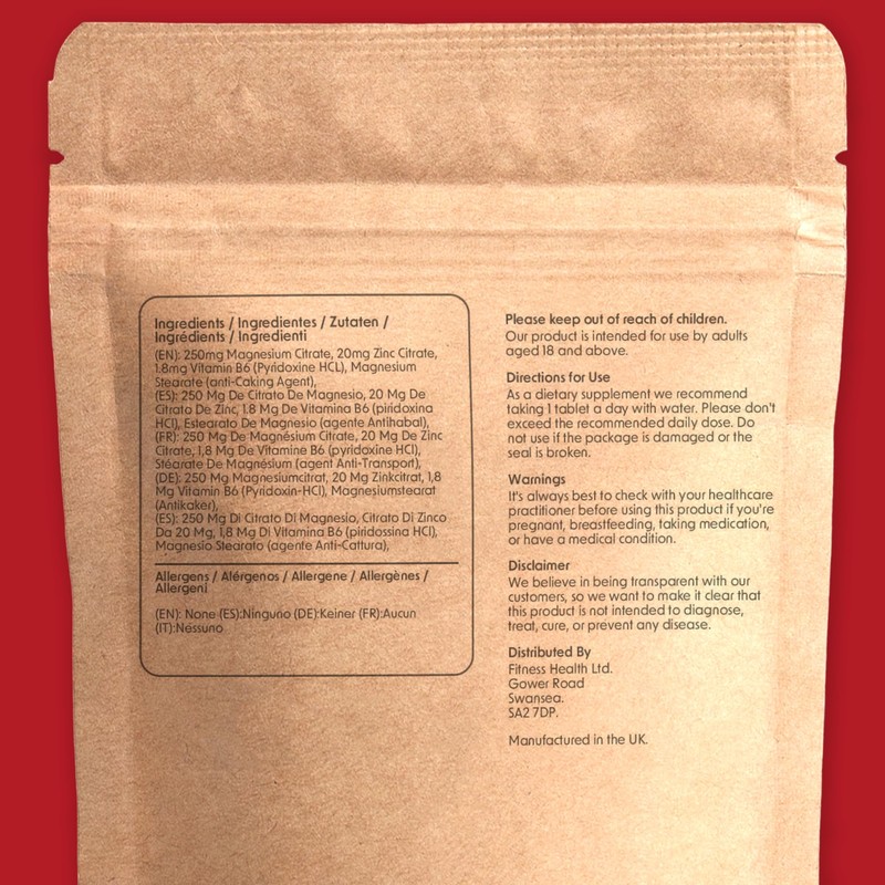 1200mg Zinc Magnesium Vitamin B6-120 Tablets - Muscle Recovery &