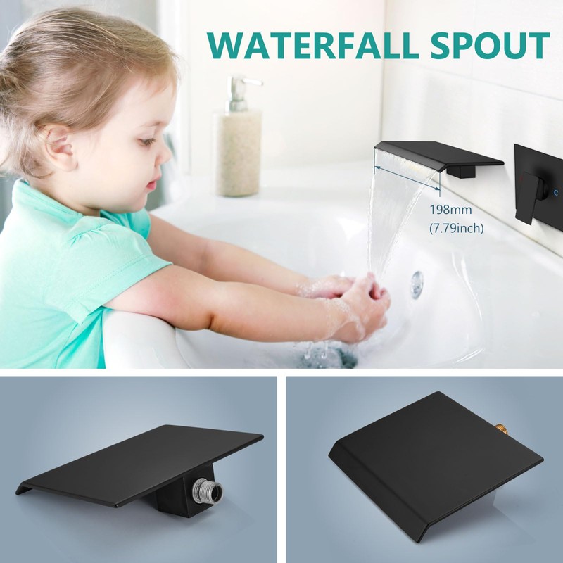 Aolemi Tub Faucet Waterfall Bathtub Faucets Wall Mount Tub Filler