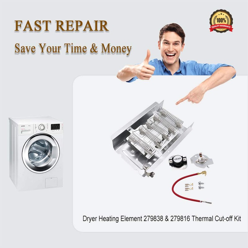 279838 Dryer Heating Element&279816 Thermal Fuse Kit for Whirlpool Heating
