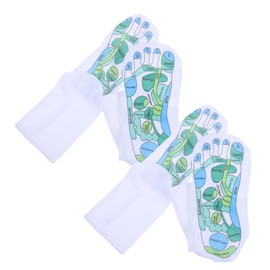 OATIPHO 2pairs Reflexology Socks Acupoint Map Foot Massage Tools Cotton Socks Acupressure