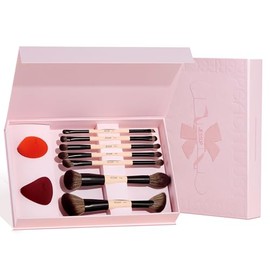 Jessup Brochas Maquillaje Set con Esponja de Maquillaje, 7pcs Set de Regalo Pinceles Maquillaje para Mujeres para Base Corrector Sombra de Ojos Contor