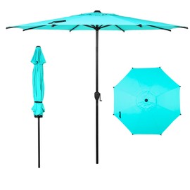 Abba Patio 9FT Lyon Outdoor Patio Umbrella Outdoor Table Umbrella with Push Button Tilt and Crank Market Umbrella 8 Sturdy Ribs UV Protection Waterproof for Garden Deck Backyard Pool Light Blue