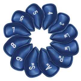 12 Pcs Golf Iron Covers Closure Golf Head Covers Microfiber Leather Lightweight Abrasion Resistant Number Embroidered Wedge Cover Head Protective Cover GKB-026