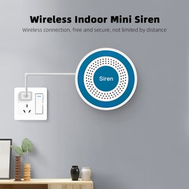 Wireless Alarm Siren Home Security System, Speaker with High Decibel Strength and Light Flash Indoors, with 433 MHz PIR Detector and Door Sensor (10 Piece Kits)