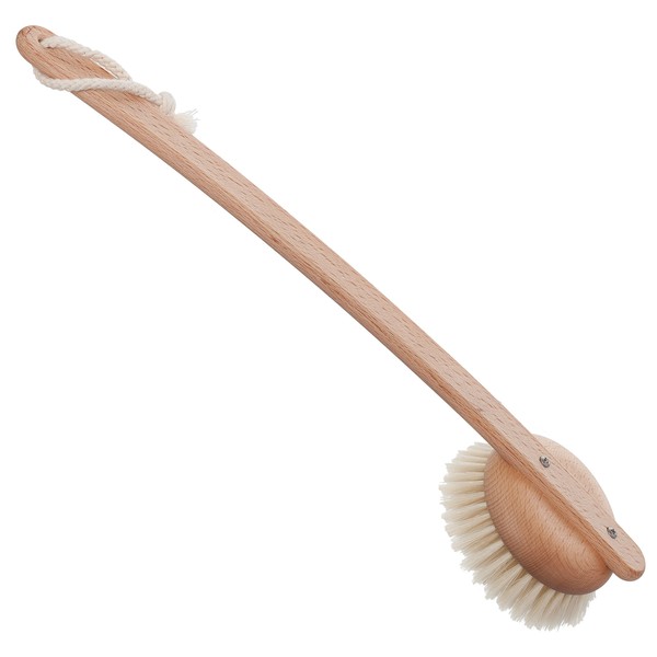 Redecker Natural Pig Bristle Bath Brush with Oiled Beechwood Handle, Made in Germany, 18-1/2-Inches
