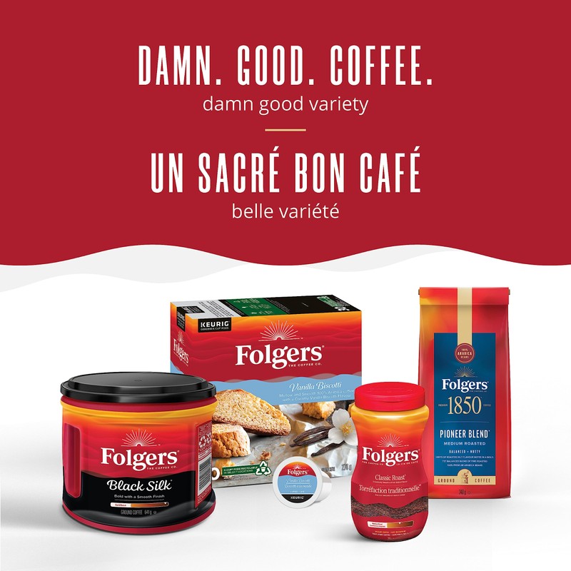 Folgers Classic Roast Medium Dark Roast, Ground Coffee, 816g Canister
