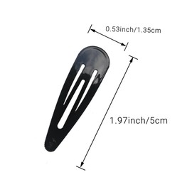 Pagabach 2 Inch Black Hair Clips Barrettes Metal Snap Clips for Women Durable Water Drop Ideal Hair Accessories for Hairdressing Wedding and Everyday Use 20 pcs