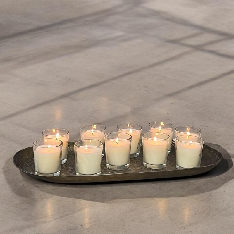 Stonebriar 48 Pack Unscented Long Burning Clear Glass Ivory Wax