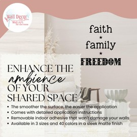 Faith Family Freedom Patriotic Wall Sticker - Removable Vinyl Wall Art Decal- Independence Day Vinyl Lettering for Home Decor - American Wall Decor Quote