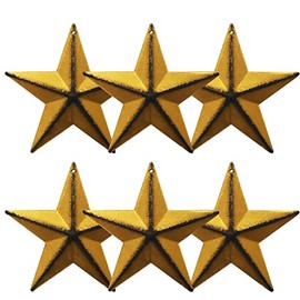 U/B Barn Star，Metal Barn ， Star/Metal Star，for Outside Texas Stars Art Rustic Vintage Western Country Home Farmhouse Wall/Door Decor, 4-Inch, Set of 6. (golden)