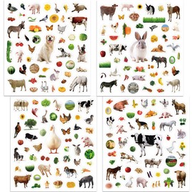 Farm Animal Stickers for Kids Assortment Barnyard Animal Decals for Birthday Party Decorations School Reward Supplies 400Pcs 8 Sheets