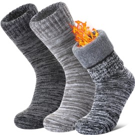 NOCIN COLOR 3 Pairs Winter Warm Thermal Socks for Women Men Ski Thick Insulated Heated Boot Socks for Extreme Cold Weather (3 Pairs Mixed color B,Medium)