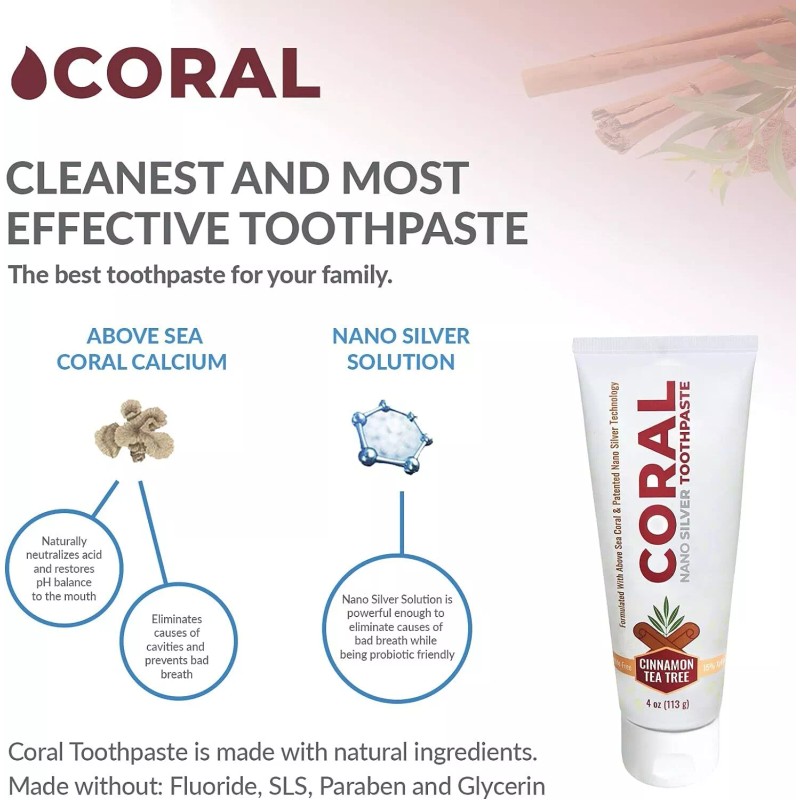 Coral Nano Silver Fluoride Free Natural Toothpaste Pack Of 1