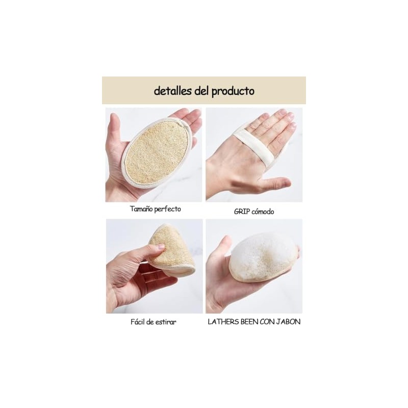 Estropajo Para Cuerpo, 6 Unidades de Esponja de Baño Natural,