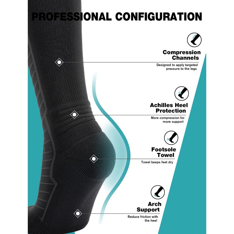 SONORAN 6 Pairs Compression Socks Women & Men 20-30 mmHg
