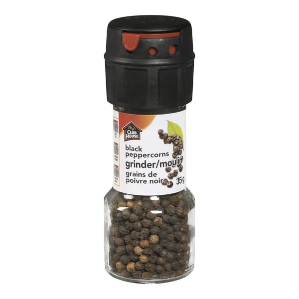 Club House, Quality Natural Herbs & Spices, Black Peppercorn, Grinder, 35g