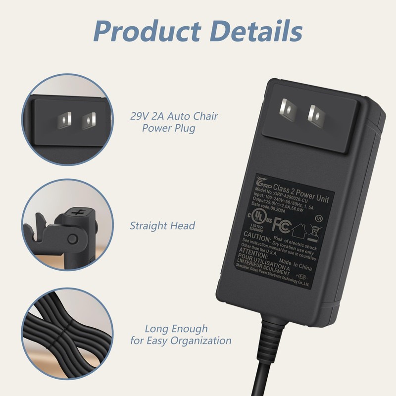 UAUSE 29V 2A AC/DC Power Supply Transformer for Recliner and