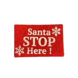 MW Santa Stop Here Mat,  Dollhouse Miniature Holiday Door Matt, Dollhouse Accessory