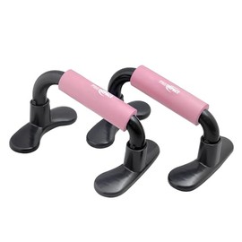 Pro Impact Push Up Bar - Non Slip Foam Handles, Portable, Durable, Lightweight, Compact for Back, Shoulders, Dips, V-Sits, Push-Ups, Strength Training and Press/Pull Core Exercise, Home Gym (Pink)