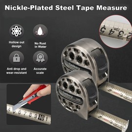 Celkey Tape Measure 25 ft Measuring Tape with Durable Hollow Design,Easy-to-Clean Construction,Retractable Mechanism,Stainless Steel Tape