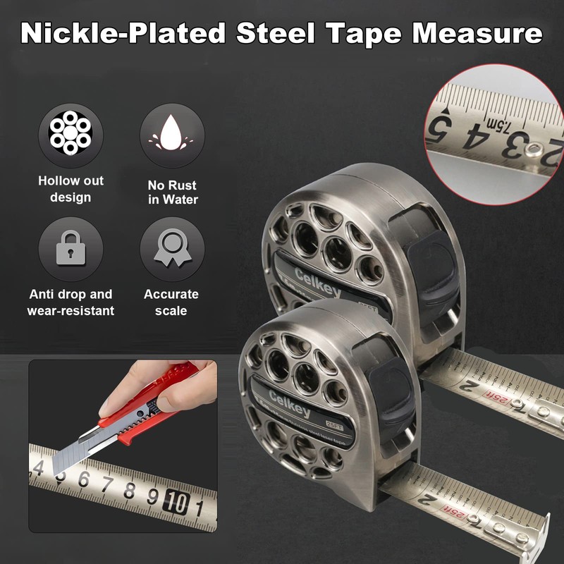 Celkey Tape Measure 25 ft Measuring Tape with Durable Hollow