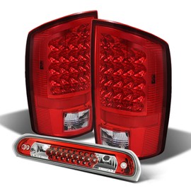 AKKON - [LED Upgrade]For 2007-2009 Dodge Ram LED Tail Lamps & LED 3rd Brake Light Combo - Chrome Housing Red Lens
