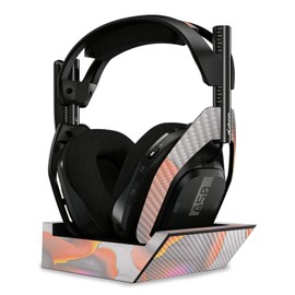 MightySkins Carbon Fiber Skin Compatible with Astro A50 Wireless Headphones + Base Station (Gen 4) - Marble Magma | Protective, Durable Textured Carbon Fiber Finish | Easy to Apply | Made in The USA