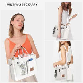 JIECH Canvas Tote Bag with Pockets Work Tote Bags for Women Crossbody Tote Bag Everything Tote Bag Everyday Satchel Handbag