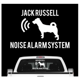 siviwonder Jack Russell Noise Alarm System Car Sticker Dog Foil JRT Russel Colour Black, Size 20 cm