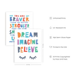 HAUS AND HUES - Juego de 4 carteles inspiradores para pared para habitación de adolescentes y niñas, decoración de pared positiva para recámara de niñas, minimalista (8 x 10 pulgadas sin marco)