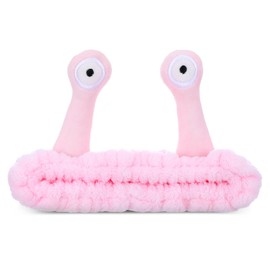 Cute Snail Headband for Washing Face, Funny Spa Headbands for Women Cartoon Coral Fleece Elastic Skincare Headband Creative Hair Accessories for Washing Face Shower Beauty Skincare Makeup(Pink)