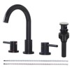 HOTIS Black Bathroom Faucet 3 Hole, 8 Inch Matte Black