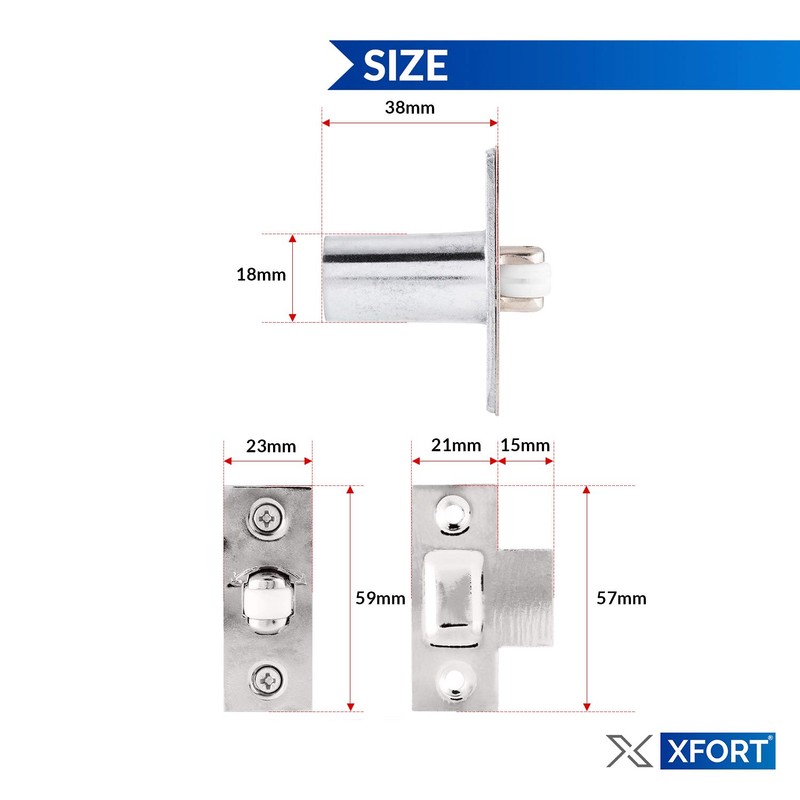XFORT® Adjustable Roller Catch, Polished Chrome Roller Ball Door Latch,