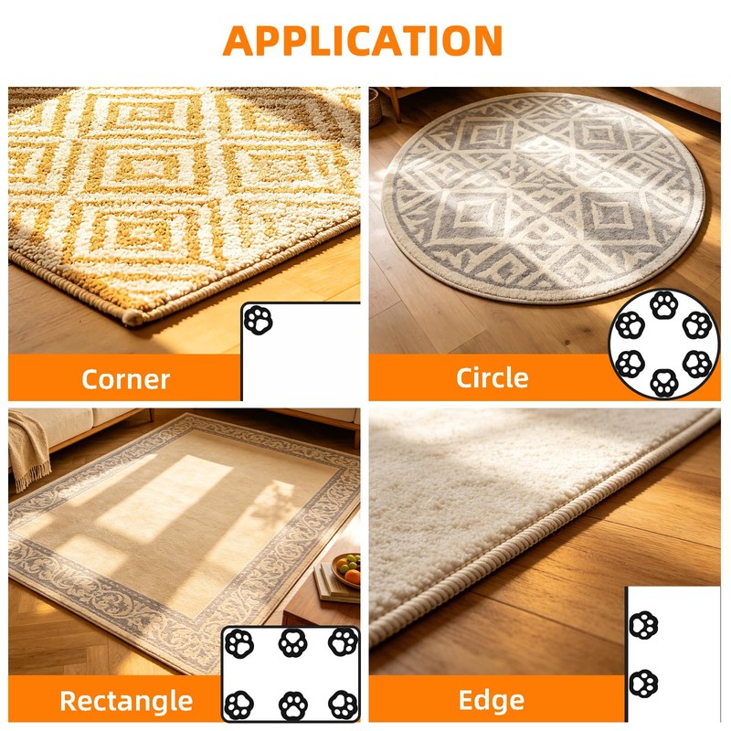 Rug Gripper for Carpet with Cat-Paw Shape Suitable for Hardwood,