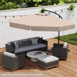 Tangkula 10FT Offset Hanging Umbrella with Cover, Patio Cantilever Umbrella w/ Easy Tilt Adjustment, Crank, Ruffled Edge, 8 Ribs, Sun-Protective Canopy, Heavy-Duty Outdoor Parasol for Pool Garden Deck (Beige)