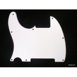 (C20)Custom 3 Ply Left Handed Guitar Pickguard For Tele Esquire, WHITE