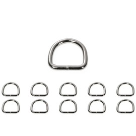 Ganzoo D Ring Made of Steel, Set of 10, 22 mm x 23 mm, Rustproof, Ideal for Working with Paracord 550, Welded Steel, Colour Silver Gloss Brand