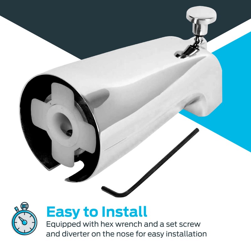 EZ-FLO 5-3/8 Inch Slide-On Zinc Bath Tub Diverter Spout with