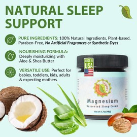 Taspen's Organics Magnesium Unscented Sleep Cream | Natural Nighttime Topical Magnesium for Babies, Toddlers, Kids & Pregnancy | Promotes Relaxation, Deep Sleep & Soothes Muscles (1.7 oz)
