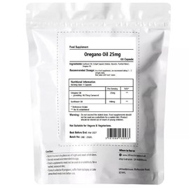 UKHealthHouse Oregano Oil 25mg Capsules Softgel | 18.75mg Carvacrol, Low Thymol | Cold-Pressed Essential Oregano Oil (Origanum Vulgare) | NO Additives (60 caps)