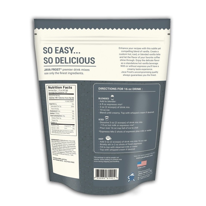 No Sugar Added Vanilla Creme Drink Mix - 3 LB