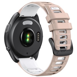 ANCOOL Compatible with Garmin Forerunner 55/245/165 Watch Band, 20mm Soft Silicone Band for Vivoactive 5/Vivoactive 3/6/Venu 2 Plus/Venu Sq/Sq 2 Bands Women Men, Sandy Pink/White