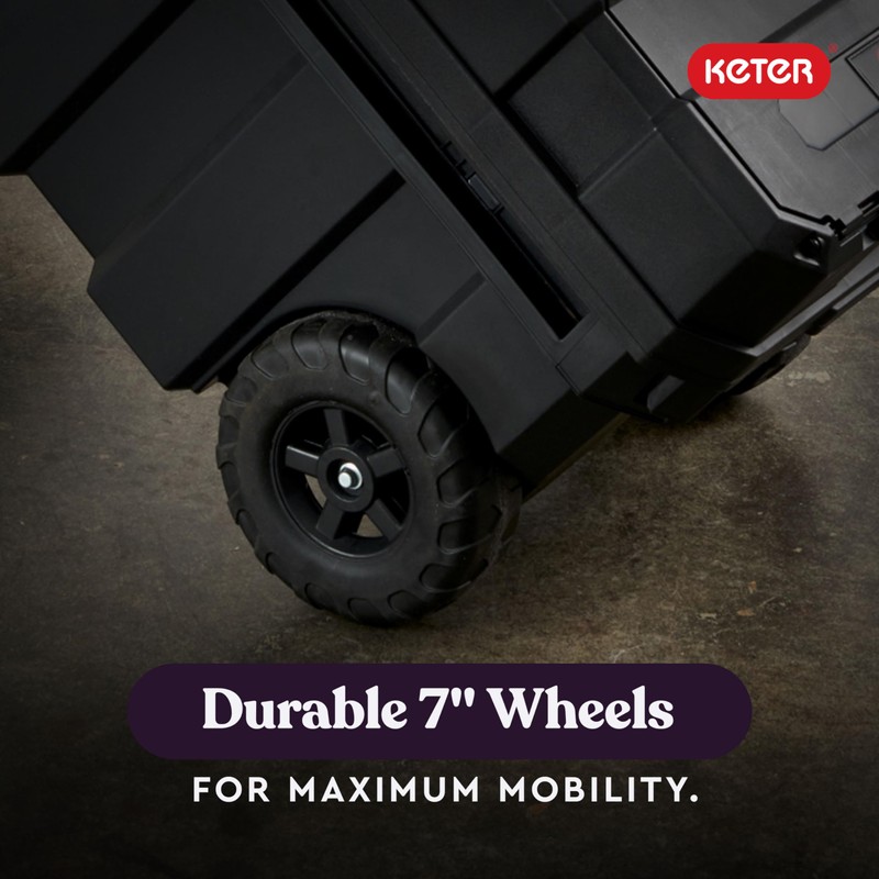 Keter Masterloader Resin Rolling Tool Box with Locking System and